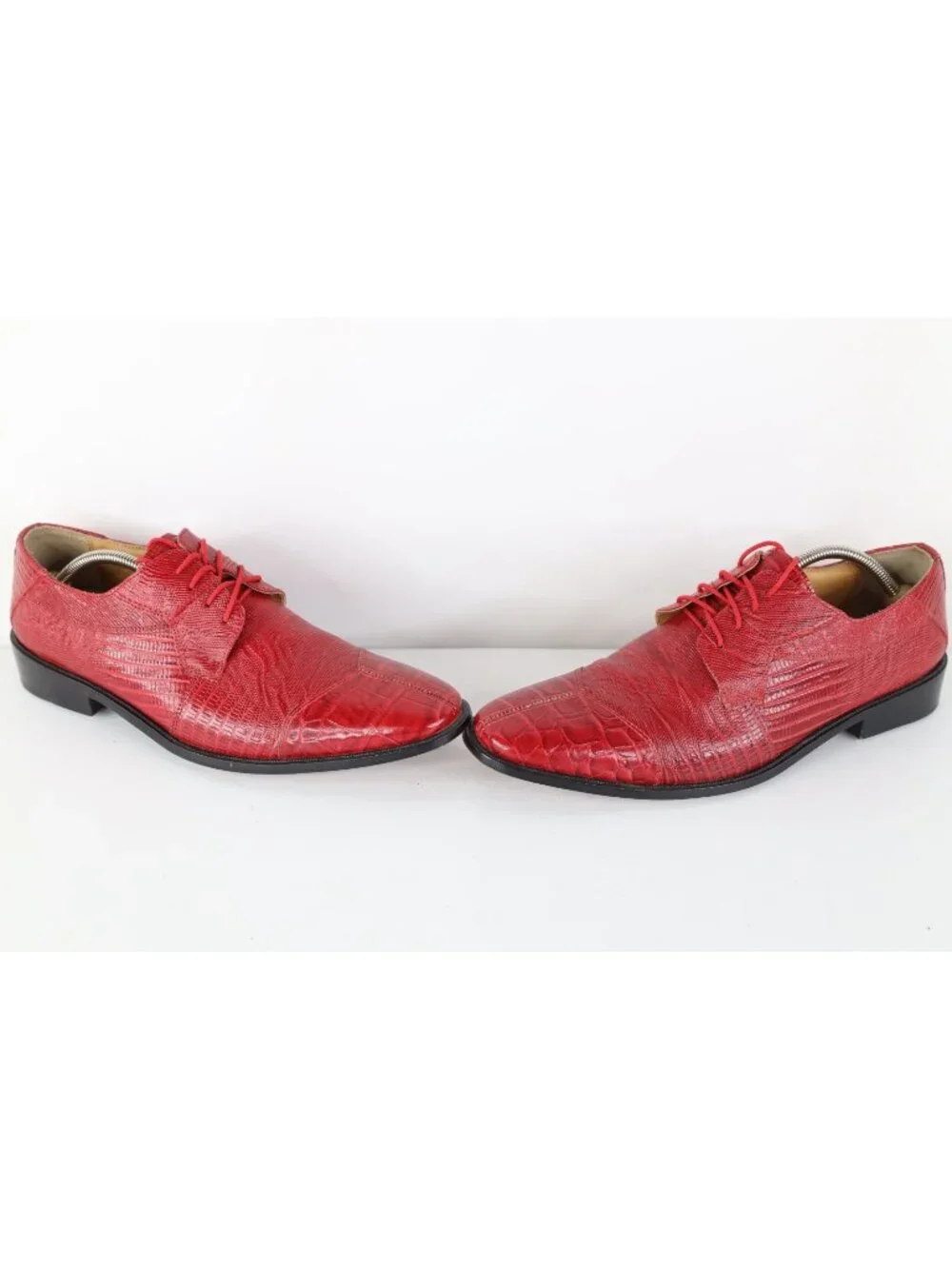 Vtg Streetwear Mens Size 12 Snakeskin Alligator Print Leather Dress Shoes Red